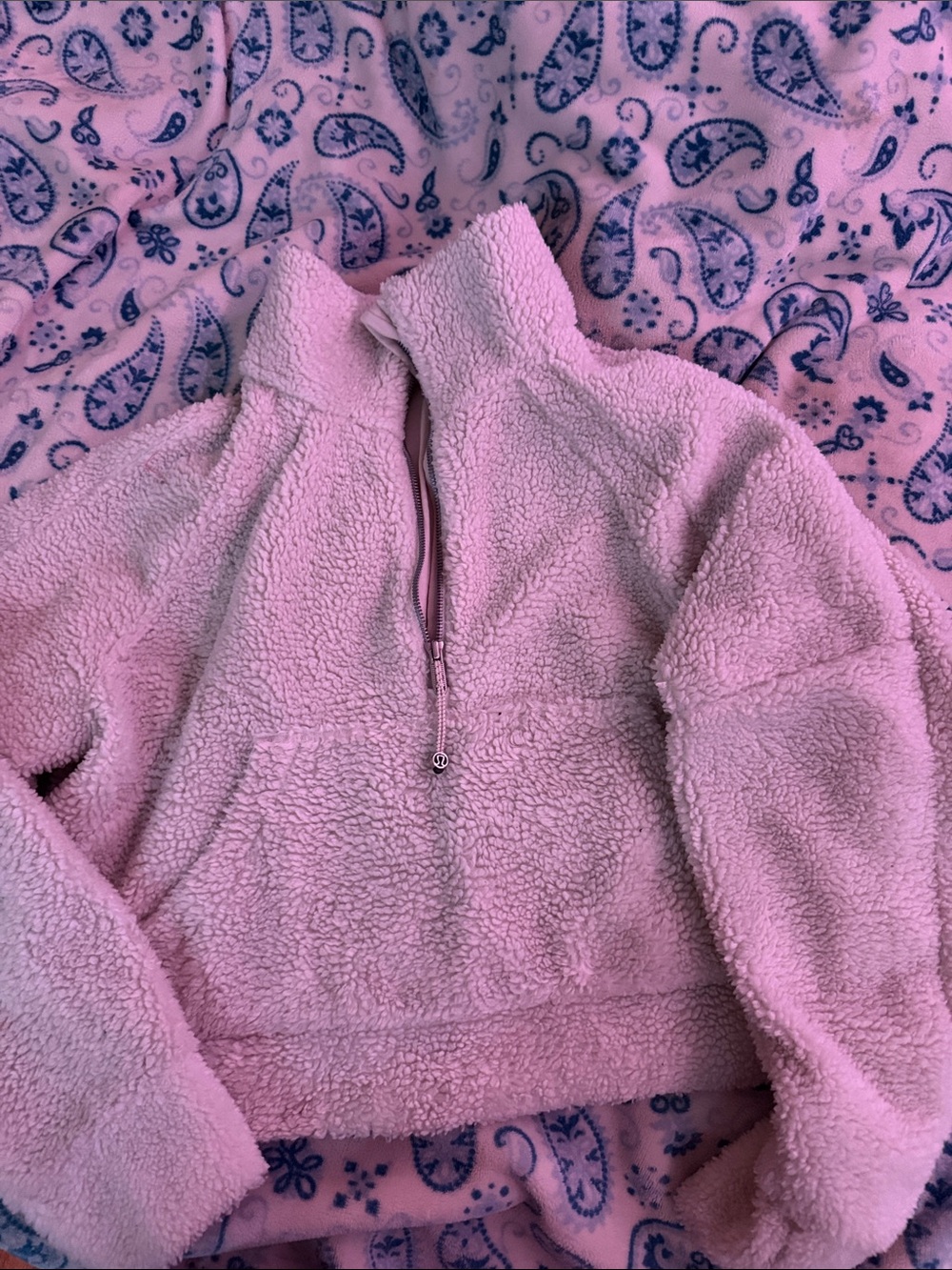 lululemon athletica cream vintage Half-Zip Jacket